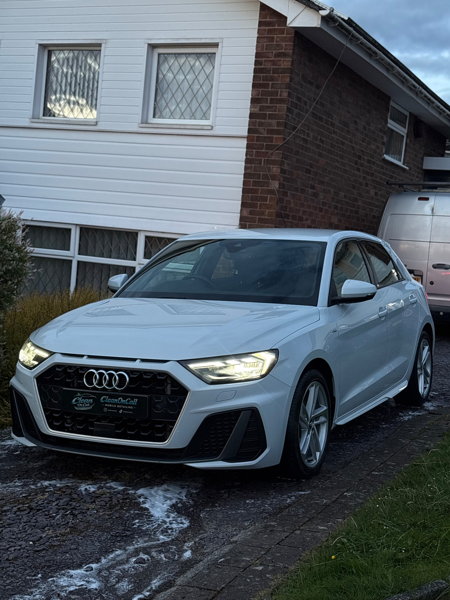 Audi A1 S line alloy wheel before and after a mobile wheel clean in Greater Manchester
