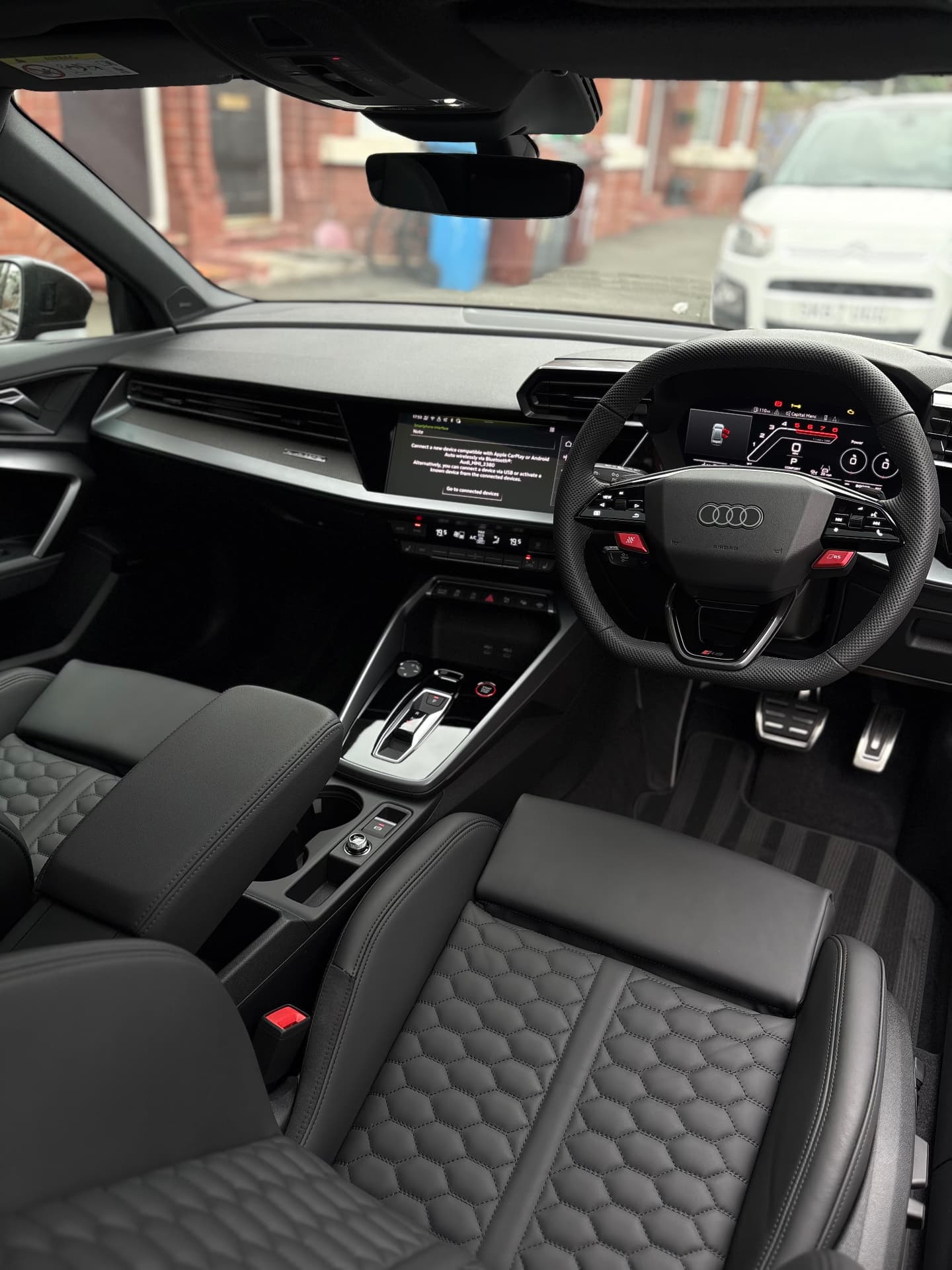 Audi quilted leather interior after an interior deep clean